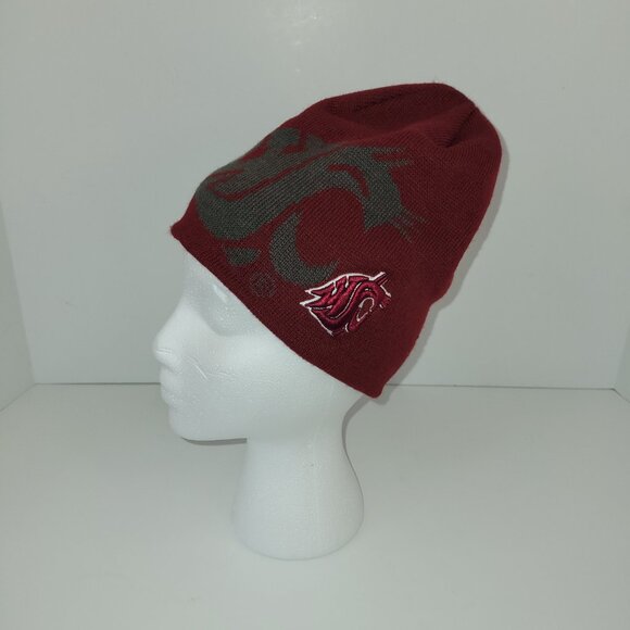 Washington State Cougars Unisex Knit Beanie Top of the World Crimson & Gray - Picture 3 of 5